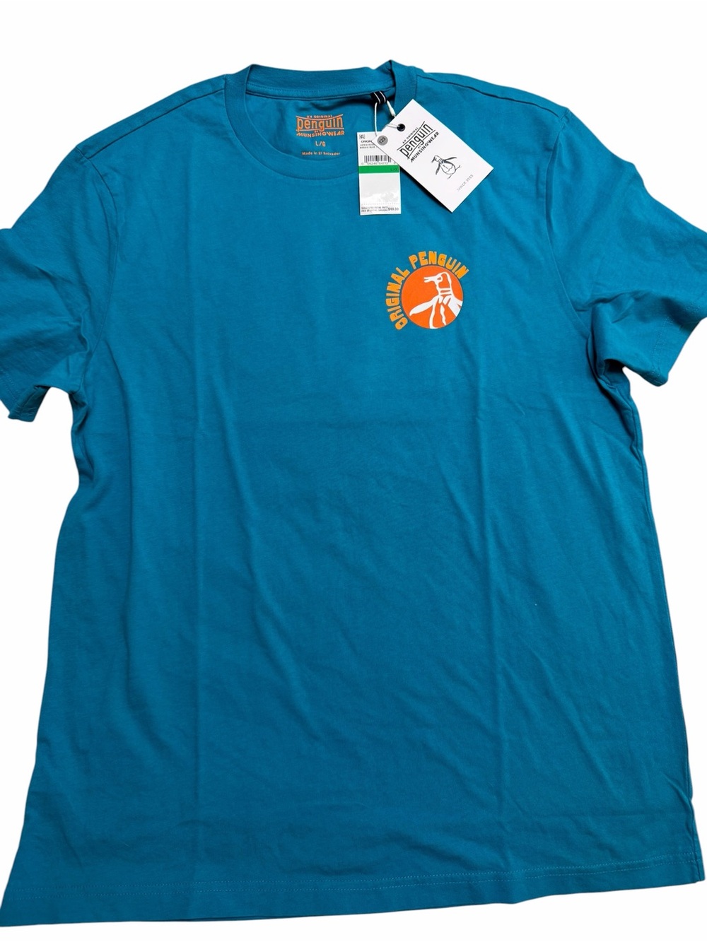 Original Penguin Teal Short-Sleeve Tee with Orange Logo